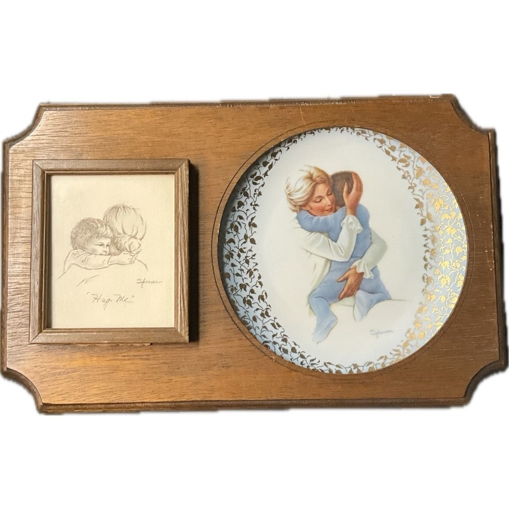 Collector Item Plate Irene Spencer "Hug Me" With Signed Illustration Mother Son